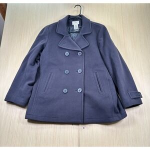 Vintage LL Bean Bellandi Peacoat Womens 16 Blue Thinsulate Lined Double Breasted